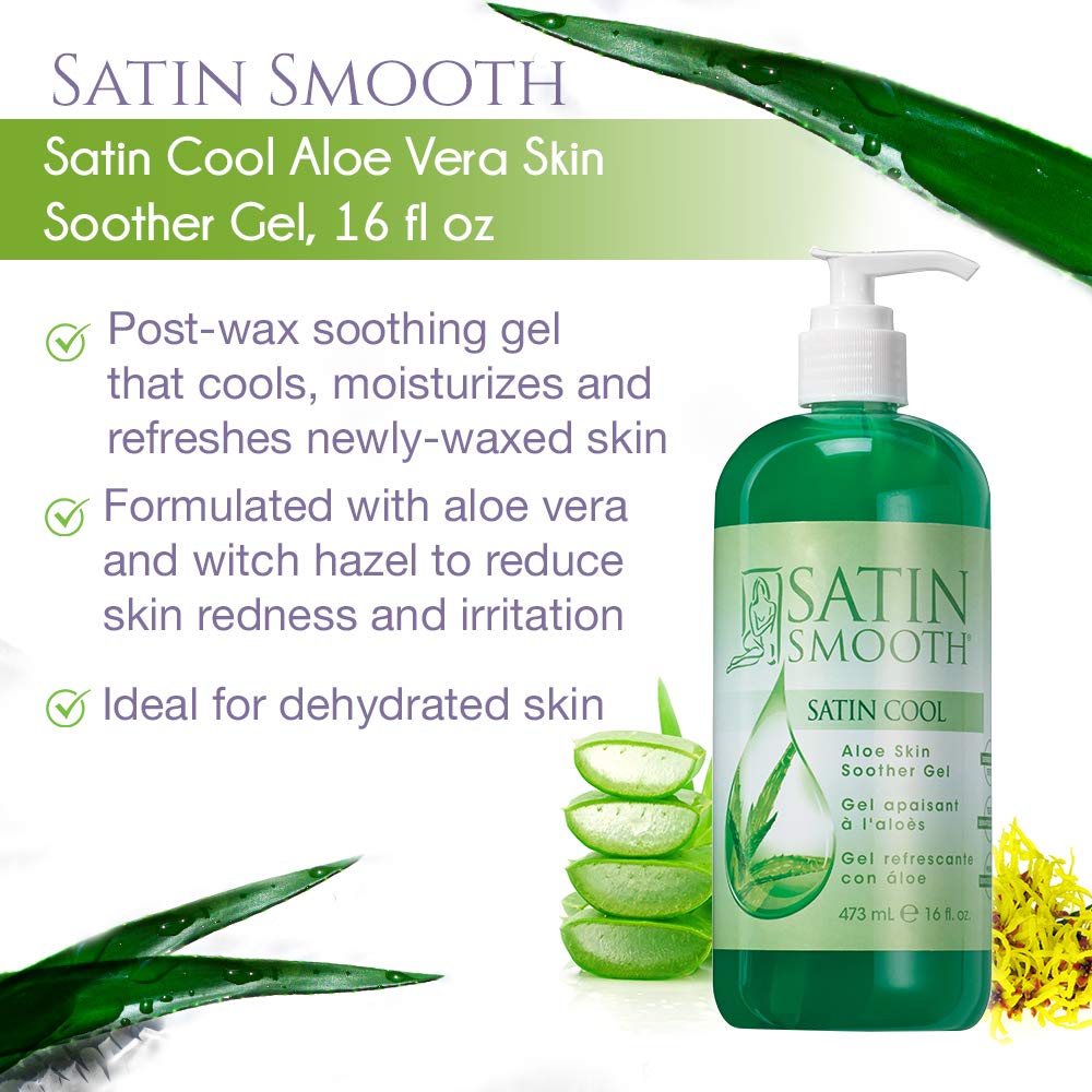 SATIN SMOOTH applying aloe gel to leg to reduce redness and calm skin