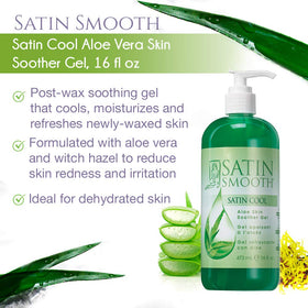 SATIN SMOOTH applying aloe gel to leg to reduce redness and calm skin