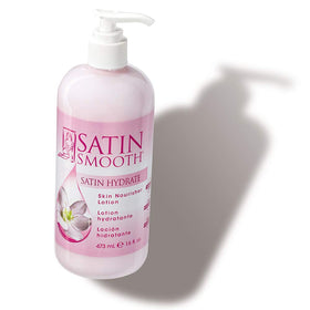 SATIN SMOOTH front packaging showing label and 16 fl oz bottle, clear professional look