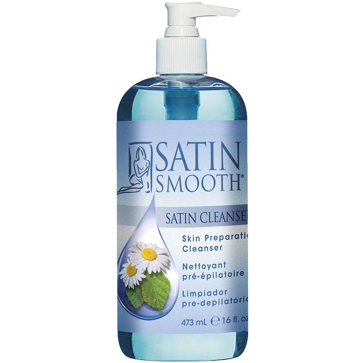 SATIN SMOOTH front label showing product benefits and antiseptic use