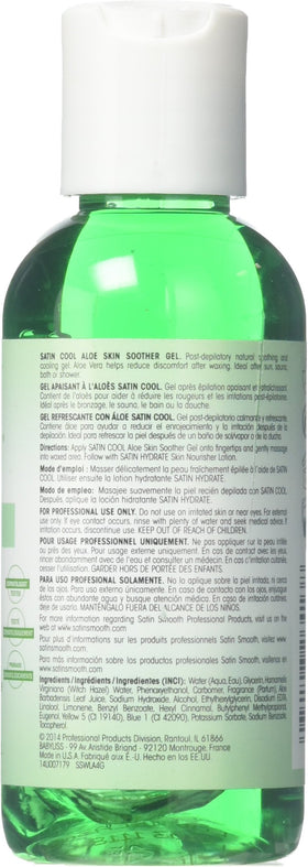 SATIN SMOOTH clear aloe gel texture close-up demonstrating cooling, quick-absorbing feel