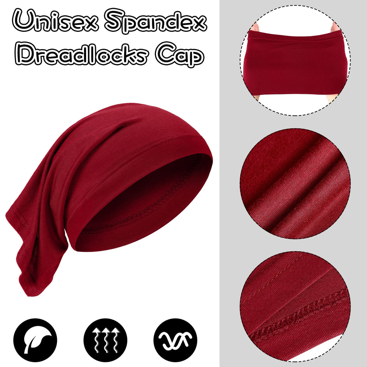 SATINIOR cap stretched to show elasticity and secure hold benefit