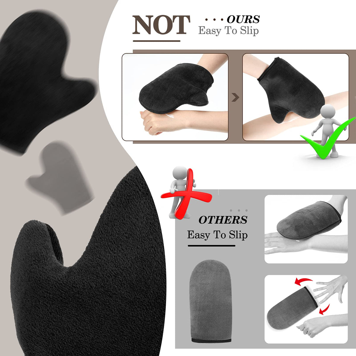 SATINIOR mitten next to a hand to show 20x16 cm size and comfortable fit