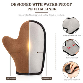 SATINIOR mitt on hand next to ruler showing 20x16cm size for universal fit