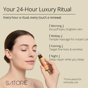 Satorie oil texture pouring to show lightweight castor and frankincense blend for hydration
