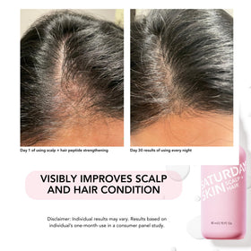 Saturday Skin bottle label close-up highlighting peptides and clean ingredients benefit