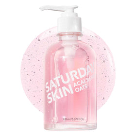 Saturday Skin front bottle showing cleanser and clear packaging for easy identification