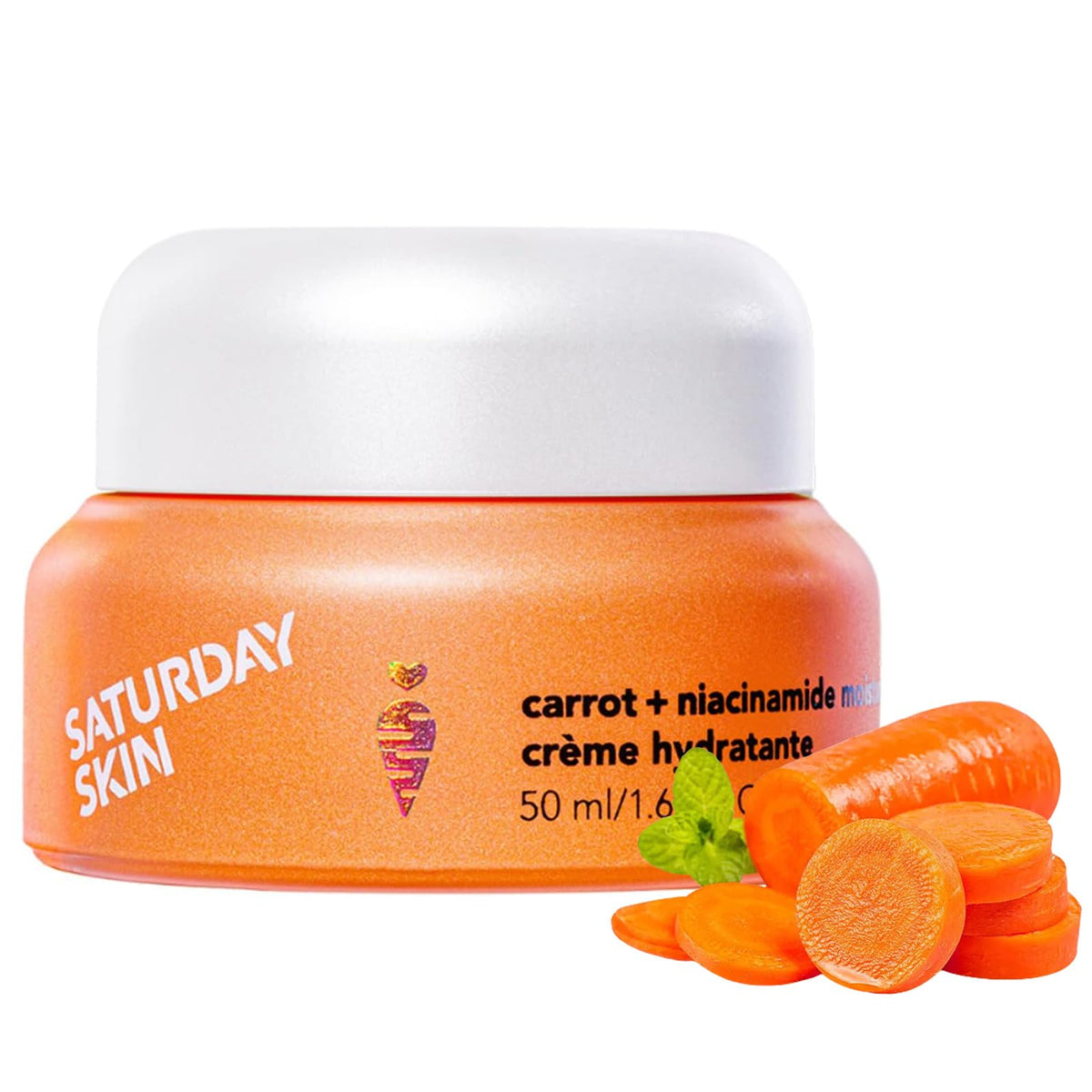 Saturday Skin front jar showing clean label and 1.61 oz size for easy identification and shelf appeal