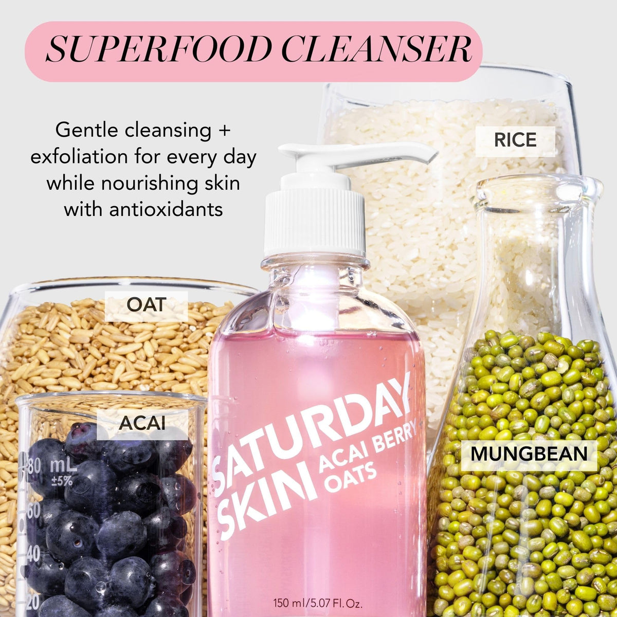 Saturday Skin pump close-up highlighting easy dispensing and hygienic use