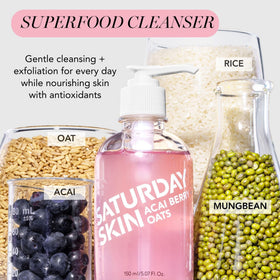 Saturday Skin pump close-up highlighting easy dispensing and hygienic use