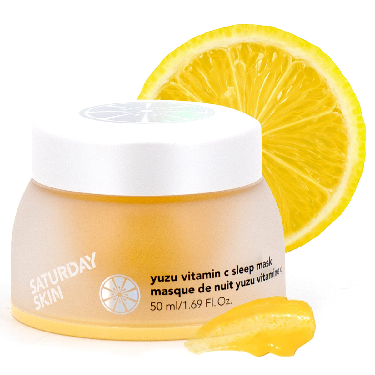 Saturday Skin jar front view showing clean packaging and benefit for bright skin