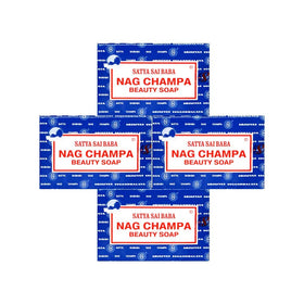 Satya front packaging showing four 150 g Nag Champa bars and clear branding for lasting scent