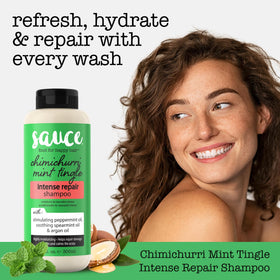 SAUCE BEAUTY back label with ingredient list and usage directions