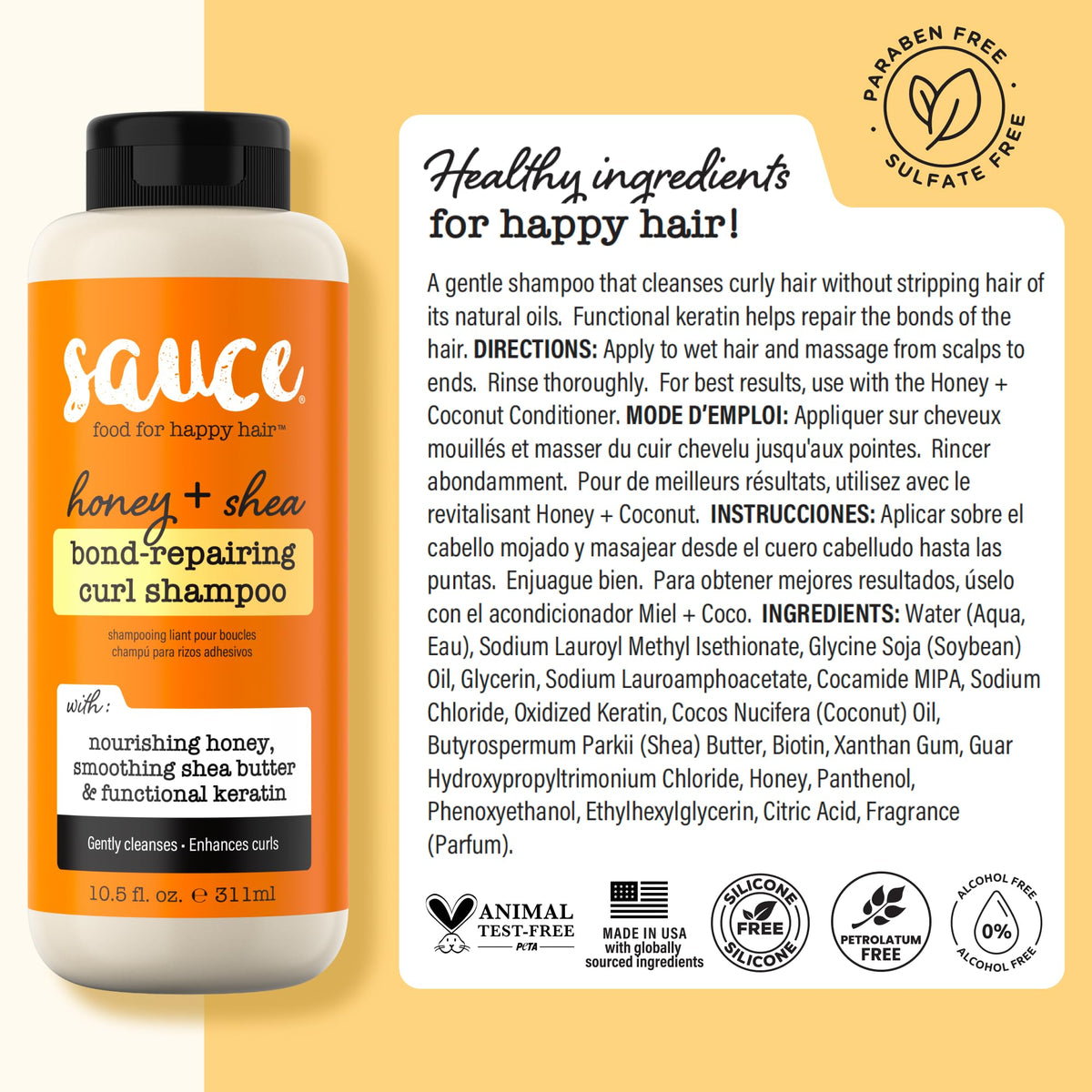 SAUCE BEAUTY before and after curly hair showing reduced frizz