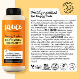 SAUCE BEAUTY before and after curly hair showing reduced frizz