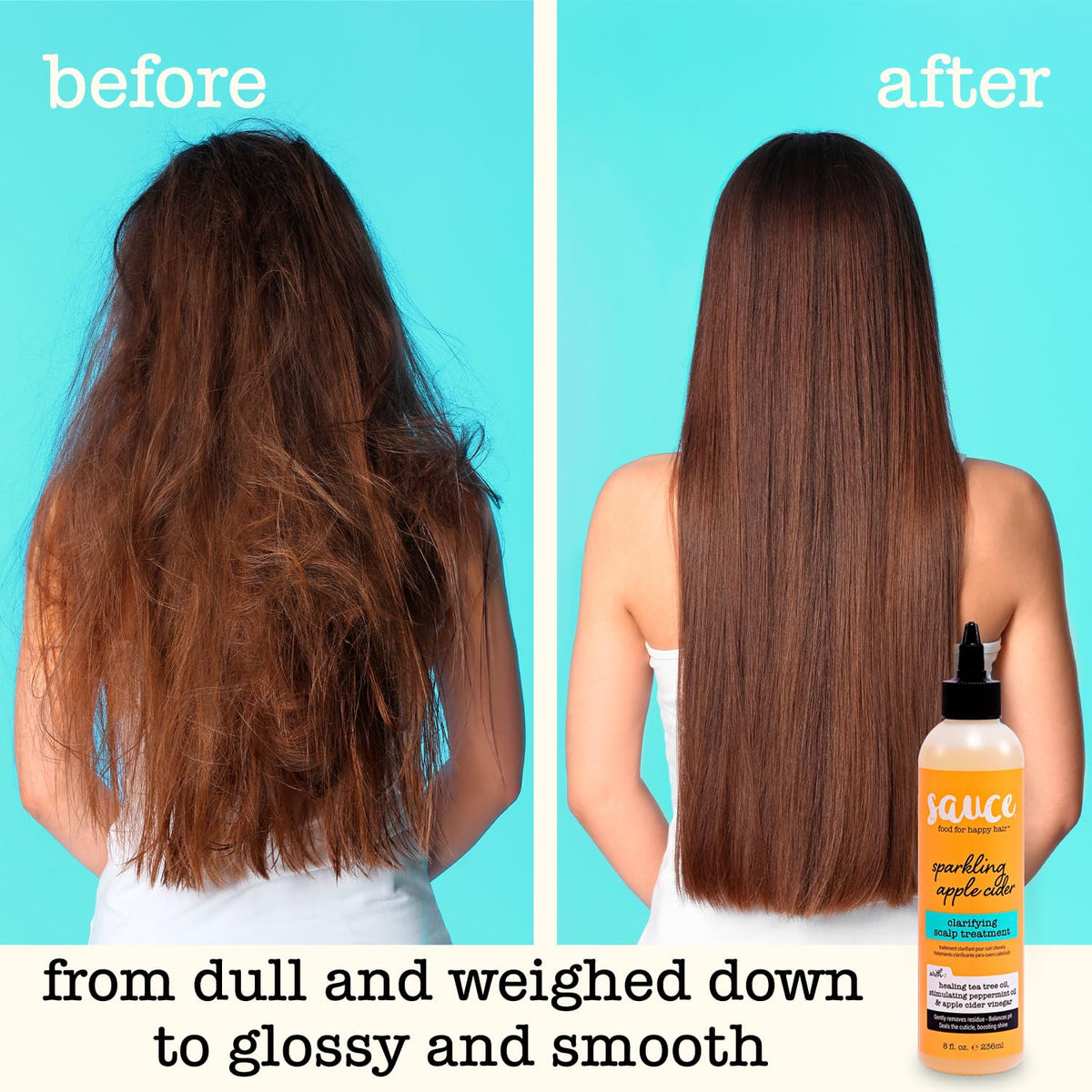 SAUCE BEAUTY before and after scalp comparison showing fresher scalp