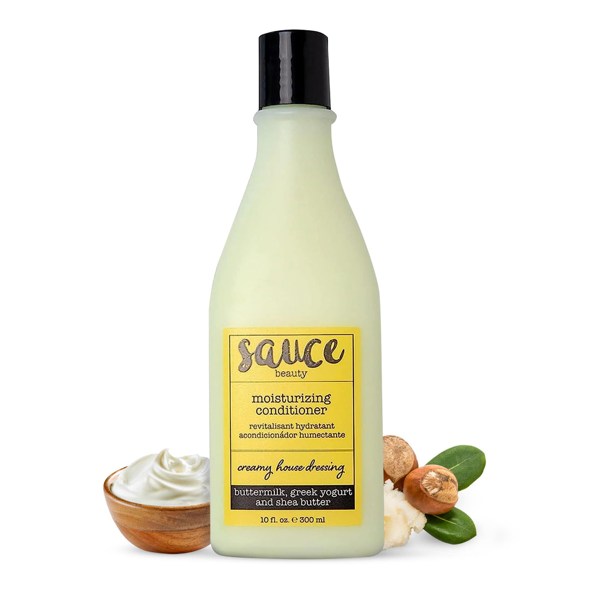 SAUCE BEAUTY front bottle view showing lightweight curl conditioner for frizz control
