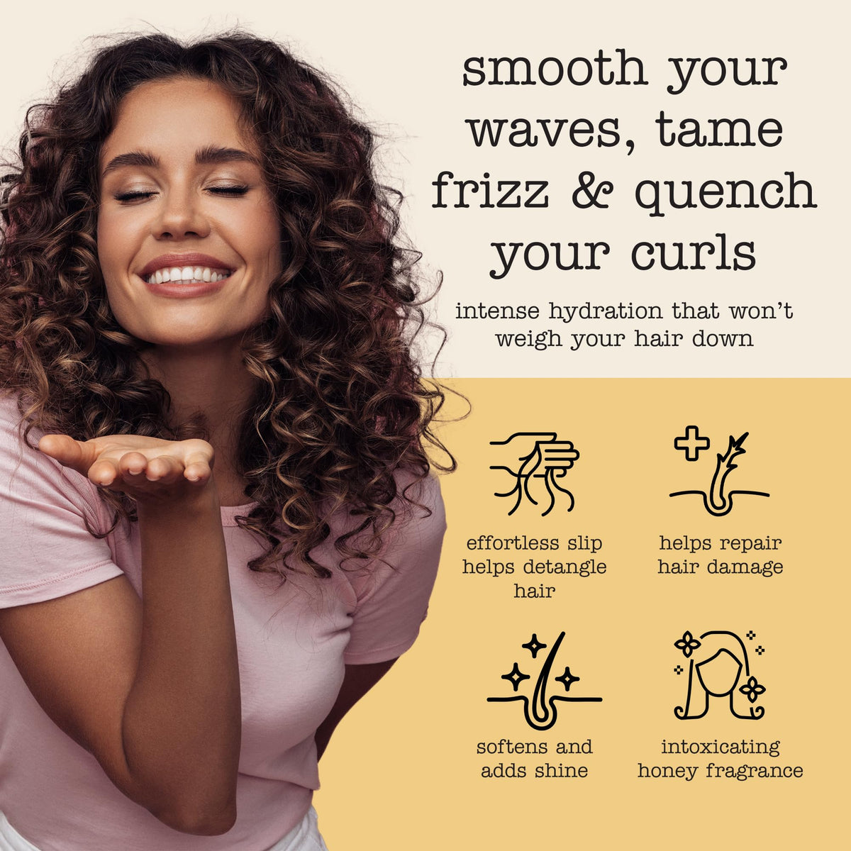 SAUCE BEAUTY defined curls after mask use showing reduced frizz and improved bounce