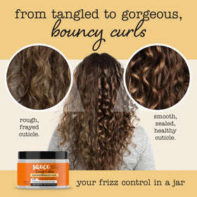 SAUCE BEAUTY jar cap and label closeup displaying ingredient claims and clean formulation