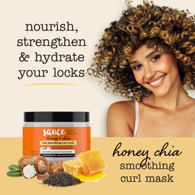 SAUCE BEAUTY key ingredients flatlay with honey and chia illustrating natural nourishment