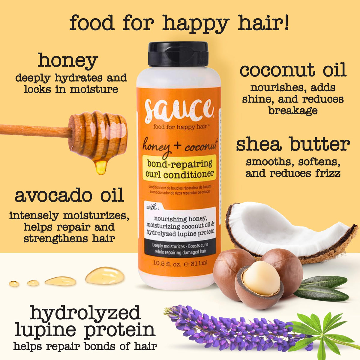 SAUCE BEAUTY applied to wet curls showing easier detangling