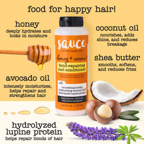 SAUCE BEAUTY applied to wet curls showing easier detangling
