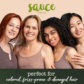 SAUCE BEAUTY jar in hand showing scale and travel-friendly benefit
