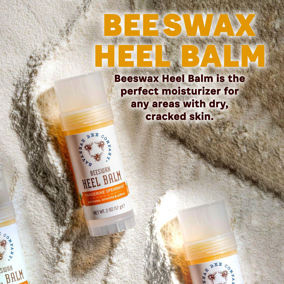Savannah Bee Company applying balm to heel demonstrating soothing and softening benefit