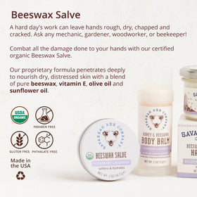 Savannah Bee Company applying salve to hands to soften cuticles and dry skin