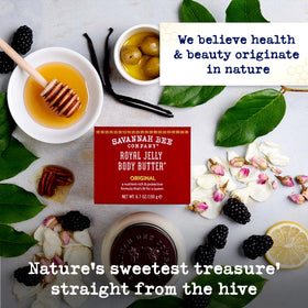 Savannah Bee Company glass jar label detail conveying premium natural ingredients