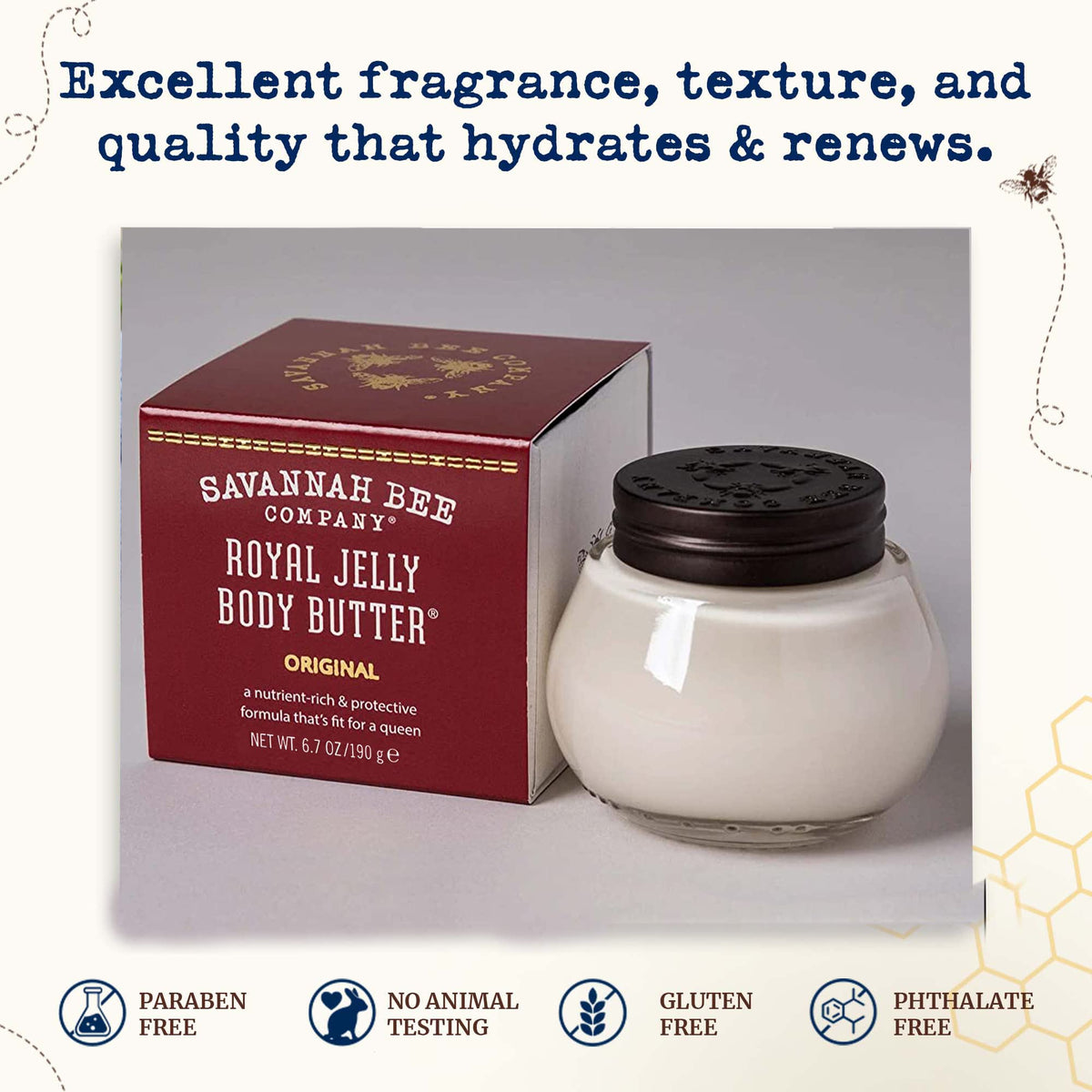 Savannah Bee Company applying body butter on hands to soothe dry skin