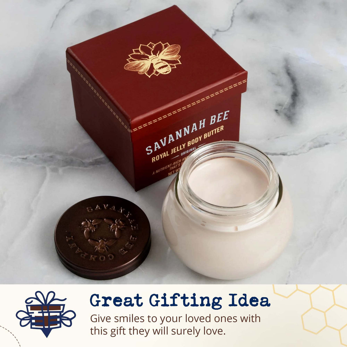 Savannah Bee Company jar beside everyday items to show compact travel-friendly size