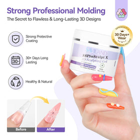 SAVILAND 3D sculpted flower on nail displaying raised design durability and shine