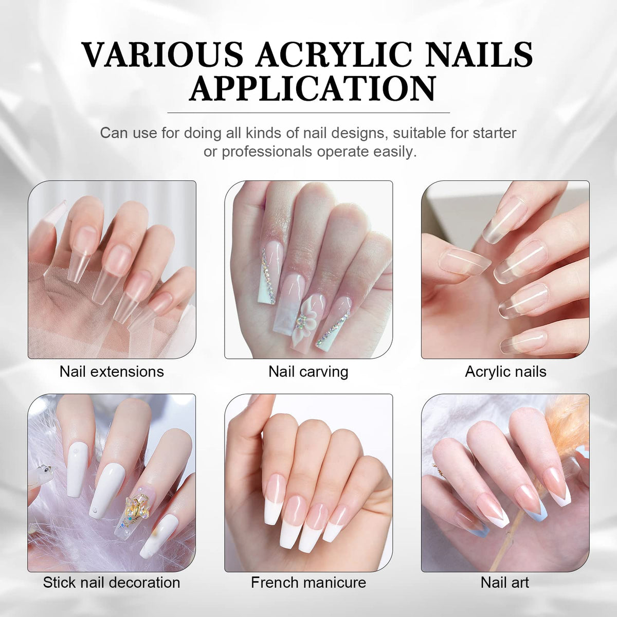 before and after nail extension using SAVILAND powder showing durable results