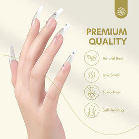SAVILAND builder gel applied on a nail form mid-sculpt, showing shaping benefit