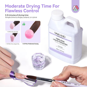 SAVILAND brush applying acrylic on nail, controlled placement and clean finish