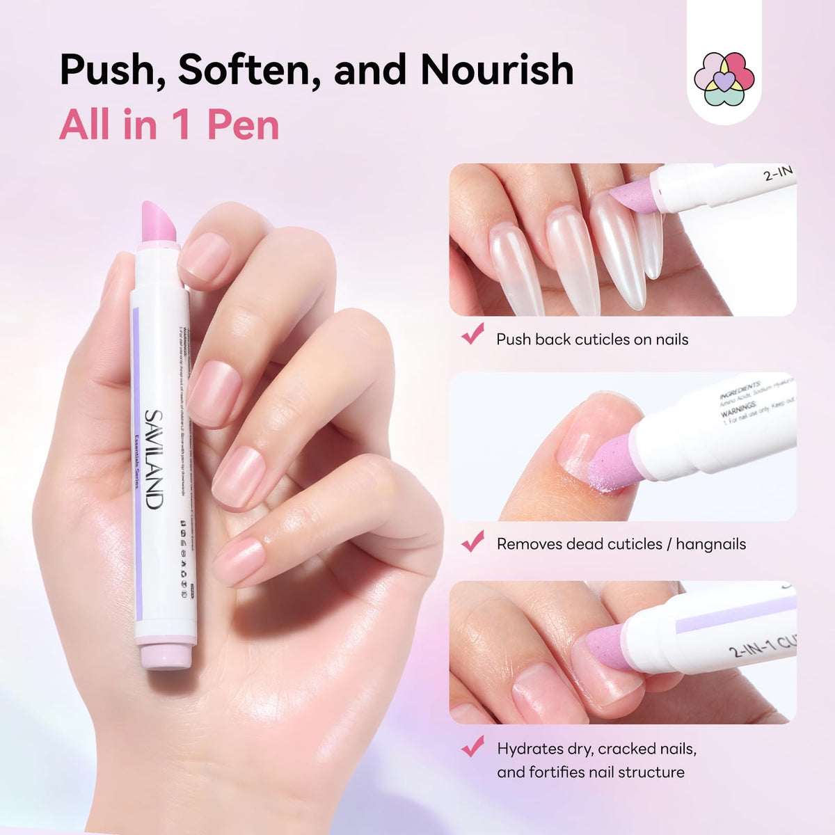 SAVILAND before and after cuticle result showing smoother nails