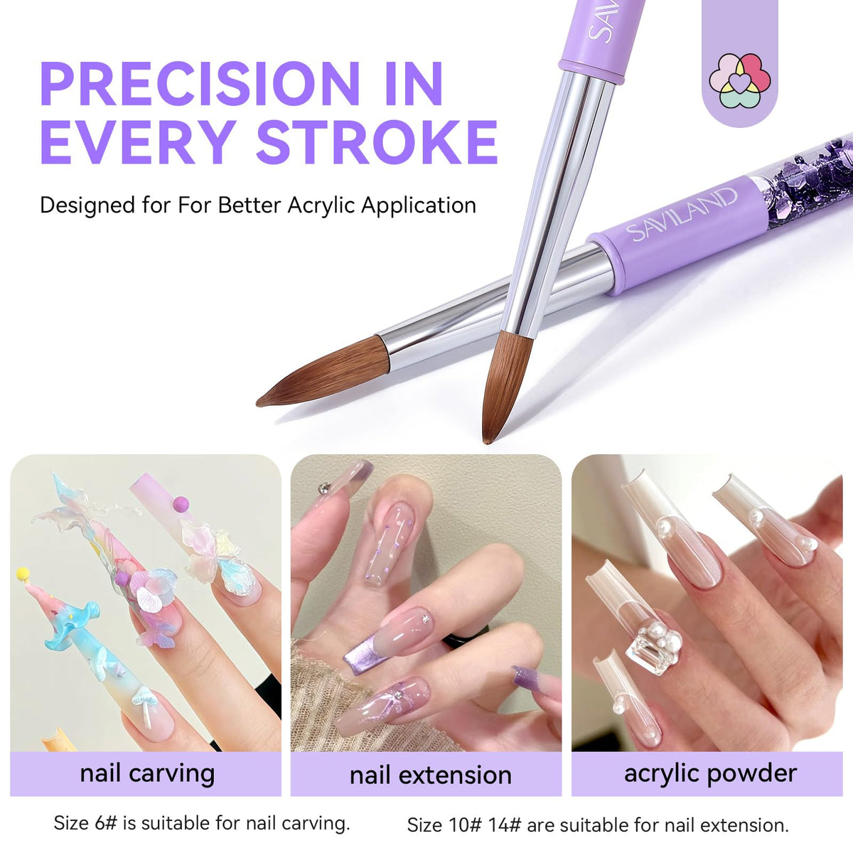 SAVILAND purple handle close-up highlighting sturdy ferrule and comfortable grip for control