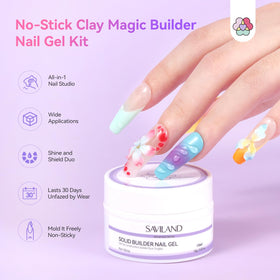 SAVILAND clear solid builder gel jar close-up displaying smooth moldable texture