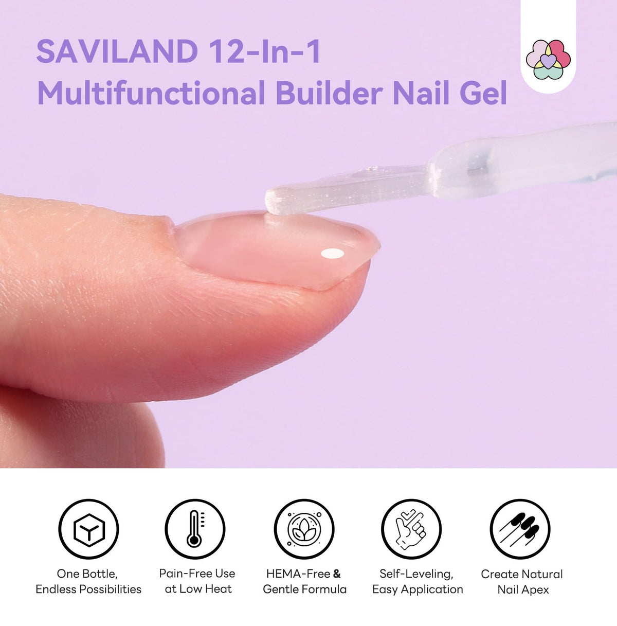 SAVILAND gel texture on a brush illustrating smooth self-leveling application