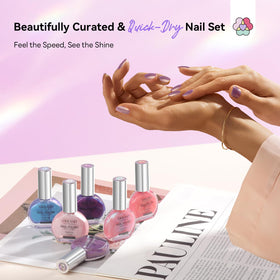 SAVILAND swatch board of six colors showing pearlescent range and mix-and-match benefit