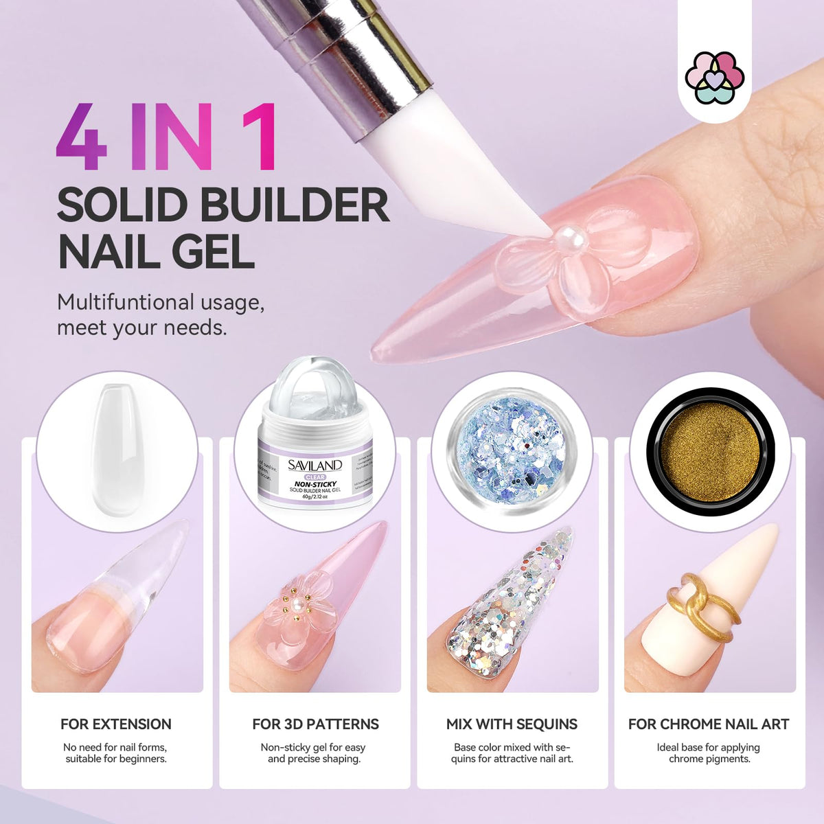SAVILAND finished 3D sculpted nails showcasing salon-quality results