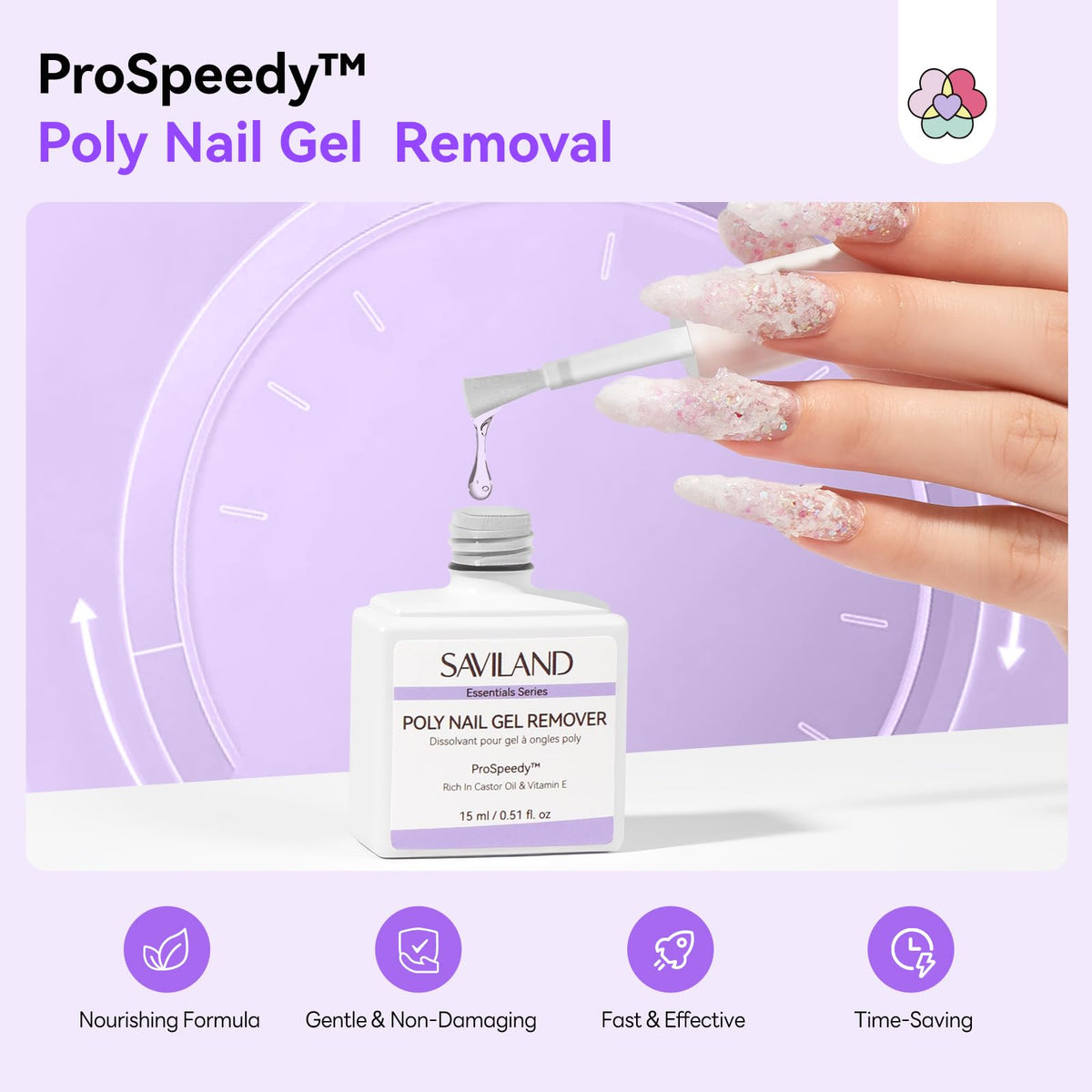 SAVILAND cone brush applicator close-up for precise, low-waste remover control
