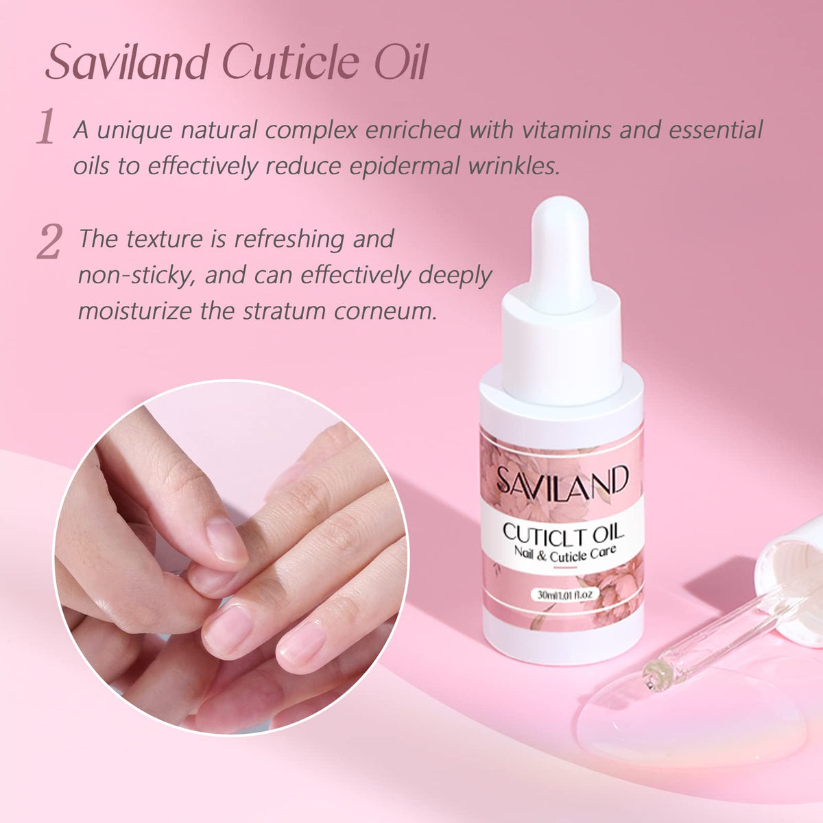 SAVILAND cuticle oil dropper applying nourishing oil for hydration