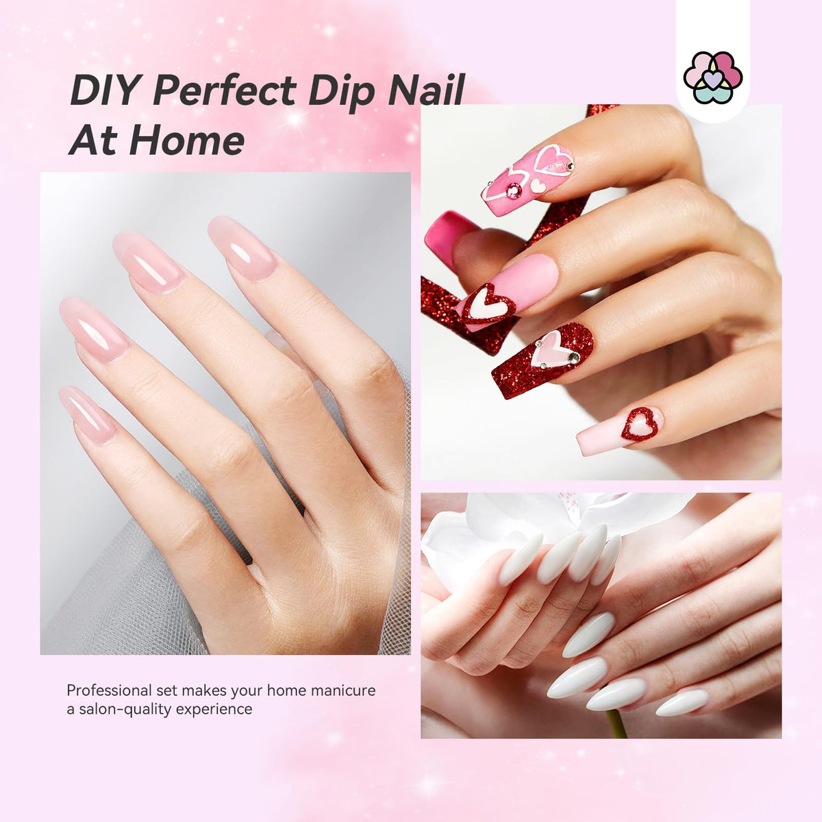 SAVILAND finished glossy dip manicure showcasing long-lasting shine and protection