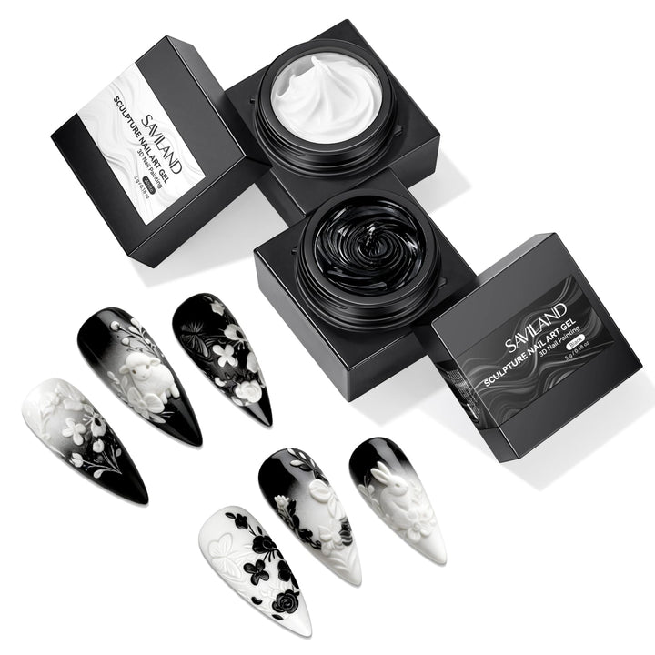 SAVILAND front packaging showing black and white sculpting gels, clear product identification and benefit