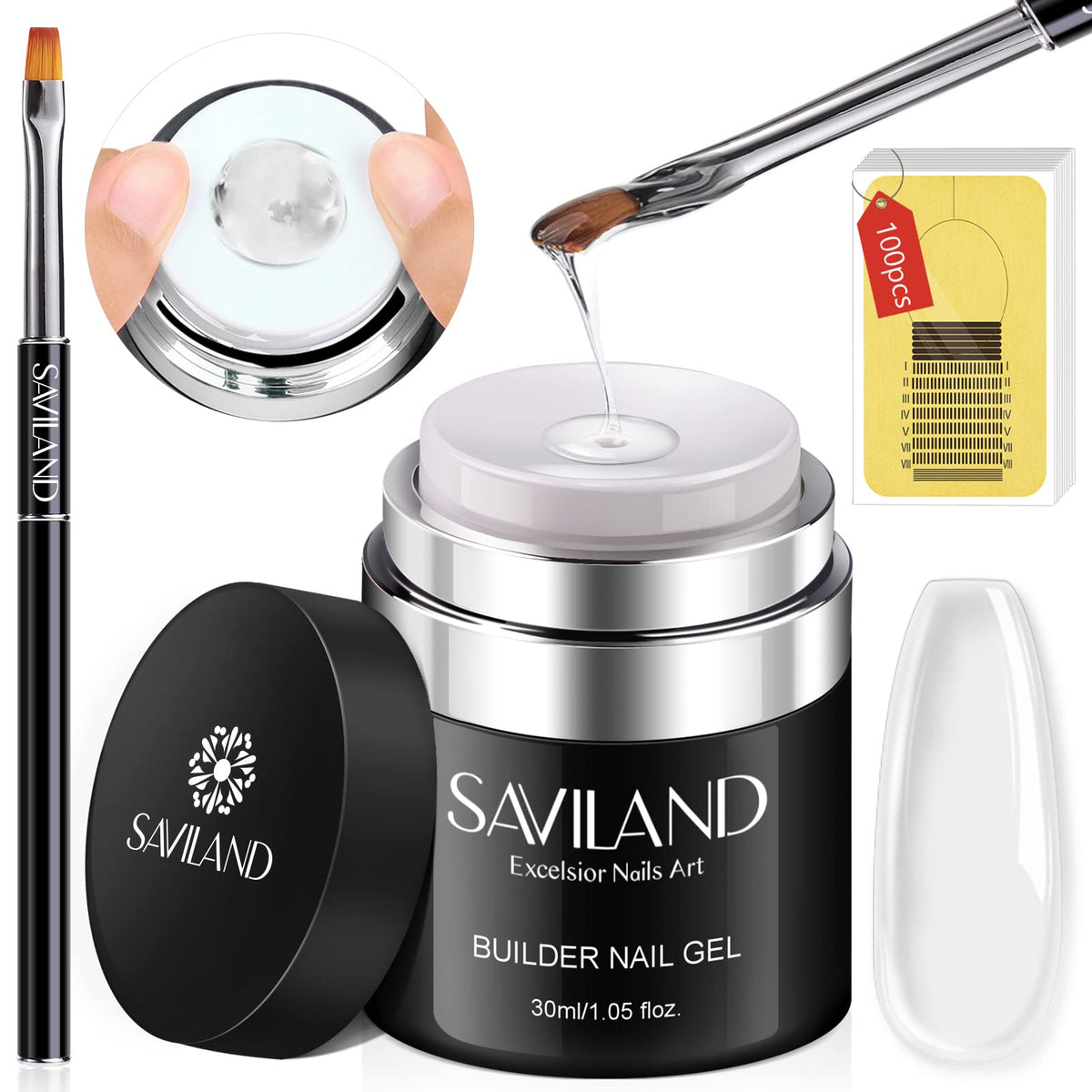 SAVILAND front packaging showing builder gel bottle and included kit benefits
