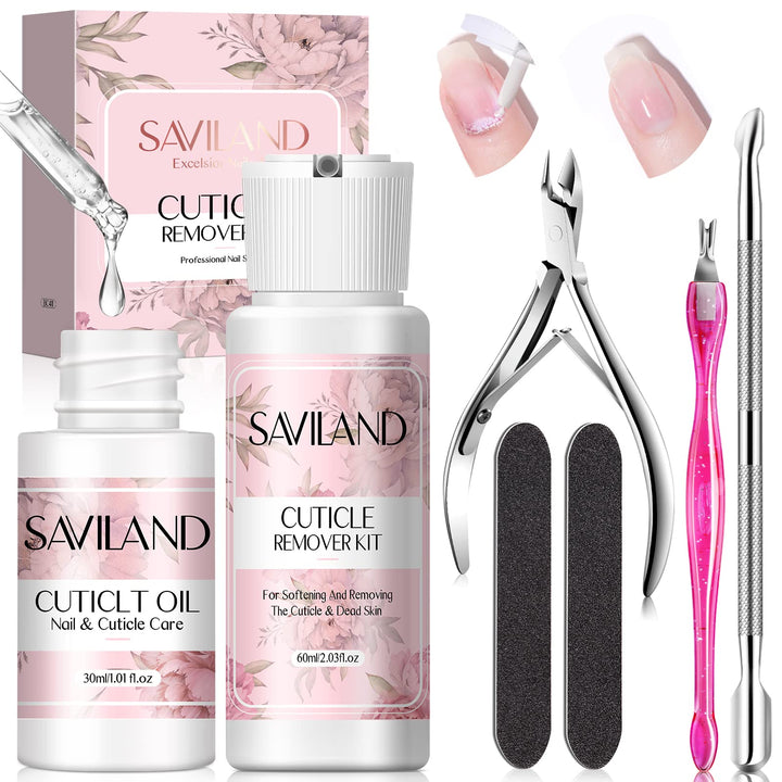 SAVILAND front packaging showing full cuticle care kit and benefits