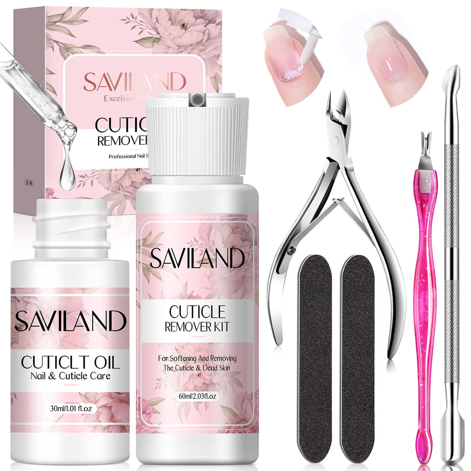 SAVILAND front packaging showing full cuticle care kit and benefits