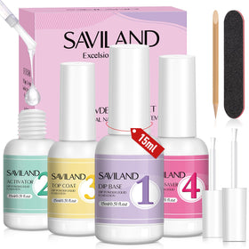 SAVILAND front packaging showing four 15ml bottles and included tools for easy setup